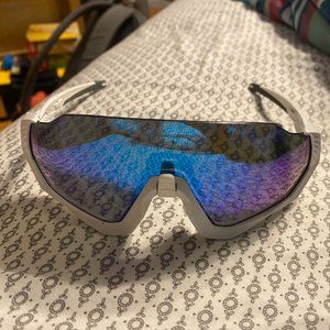 Oakley Flight Jacket Sunglasses (White/Blue)